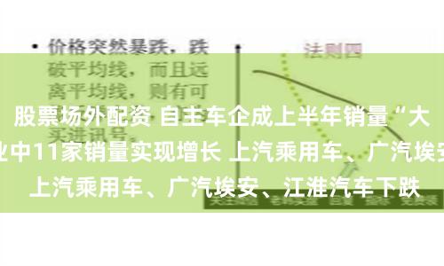 股票场外配资 自主车企成上半年销量“大赢家”！14家企业中11家销量实现增长 上汽乘用车、广汽埃安、江淮汽车下跌